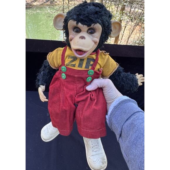 Vtg 1950 Rushton Zip The Monkey Rubber Faced Plush 15" Zippy Stuffed Animal -2 - Picture 2 of 12